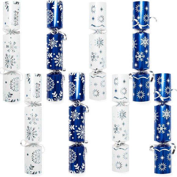 8 Pack Christmas Party Table Favor with Blue & White Snowflake Design with Party - Picture 1 of 9